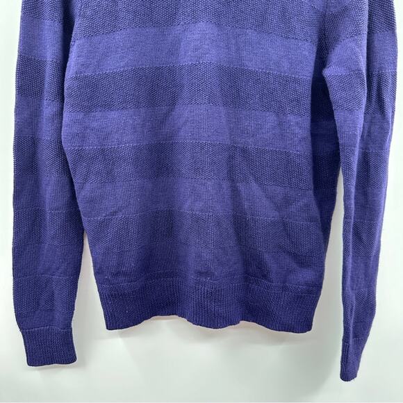 Nordstrom Men's 100% Extra Fine Merino Wool Purple Striped V Neck Sweater Sz S - Picture 3 of 8
